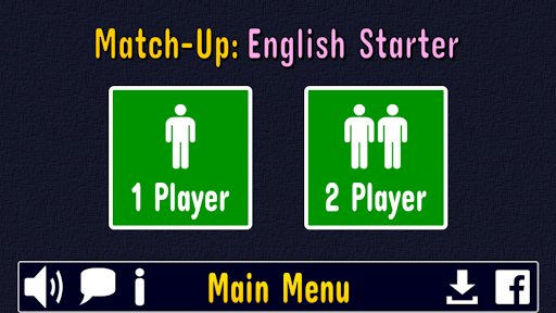 A screenshot from the Match Up Learn English Words app that shows it is a 2-player game